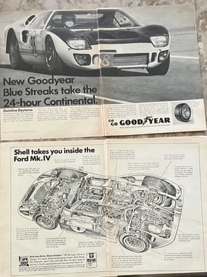 1966 Ford GT 40 * Lot of 2* Goodyear Shell Sebring Lemans *Original* ad Foto 1 de 4