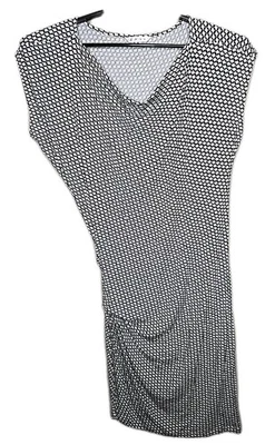 CAbi Monroe Women's Dress #614 Black White Ruched Jersey Knit Size Medium t13 - Image 1 of 4