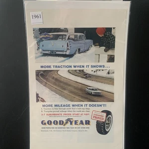 Neumático Goodyear 1961 vintage más tracción más kilometraje anuncio - Imagen 1 de 2