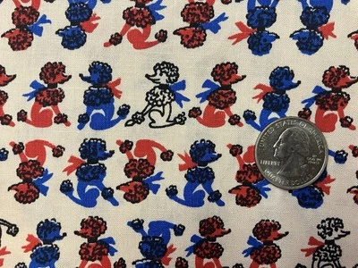 Vintage Leon B Rosenblatt Poodle Dog Fabric 2 Yards x 35 Novelty Cotton - Image 1 of 4