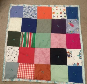 Handmade Baby Crib Blanket Comforter Patchwork 37 3/4" x 36 1/2" de - Picture 1 of 5