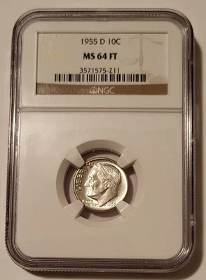 1955 D Roosevelt Dime MS64 FT NGC - Image 1 of 4