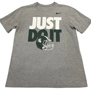 T-Shirt Nike Michigan State Just Do It Taglia M Grigio Spartans Casco Calcio - Foto 1 di 6