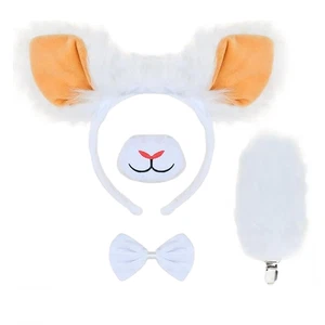 Alpaca Ears Tail Nose Bow Tie Animal Furry Therian Cosplay Dress-Up NEW - Picture 1 of 6