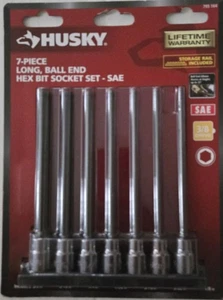Husky 3/8 in. Drive SAE Long Ball Hex Bit Socket Set (7-Piece) NEW - Picture 1 of 2