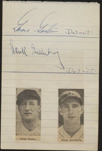 GOOSE GOSLIN & HANK GREENBERG Autographed/ Signed Cut Signature w/ JSA COA - Picture 1 of 3