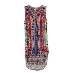 Vestido Cupio Alto Bajo Cuello en V Para Mujer Grande Floral Vibrante Multicolor Crucero - Imagen 1 de 11