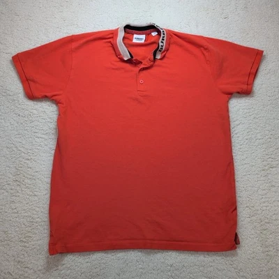 Vintage Burberry Polo Shirt Men’s Medium Orange Logo Collar Authentic Stretch - Image 1 of 4