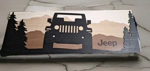 Jeep Holz 3D Schild Wandbild Dekor Ausschnitt 25”x9” Mancave - Bild 1 von 7