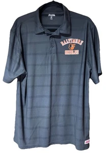 Baltimore Orioles Golf Polo Shirt Large Stitches Grey Black Orange Stripe - Picture 1 of 8