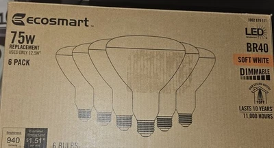 EcoSmart 75 Watt Lasts 22 Years  25,000 Hours 6pack BR40 - Image 1 of 4