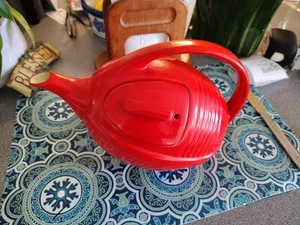 Vintage Hall China Football Teapot LIMITED EDITION Red #3115 USA *READ* - Picture 1 of 7