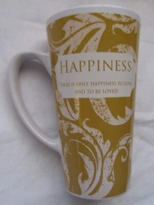 Inspirational Latte Mug - Happiness 16 oz - Gold - Picture 1 of 1