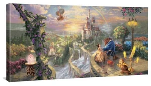 Thomas Kinkade Beauty and the Beast Falling in Love 16 x 31 Wrapped Canvas - Picture 1 of 2