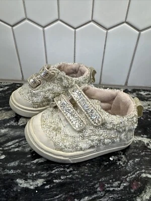 Toms Infant Gold Sparkle Sneakers Tennis Shoes Toddler Size 3T Girls Toddler - Image 1 of 4