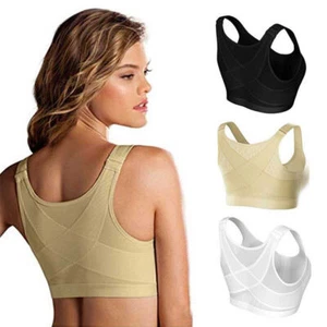 Womens Posture Corrector Bra Wireless Back Support Lift Up Yoga Front Closure US - Picture 1 of 22