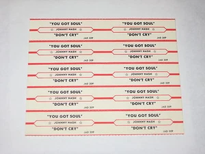 Johnny Nash Full Sheet of 10 Jukebox Title Strips You Got Soul & Don't Cry JAD - Picture 1 of 1