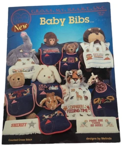 Cross My Heart Baby Bibs Cross Stitch Pattern Leaflet Twins Rooster Chick Animal - Picture 1 of 8