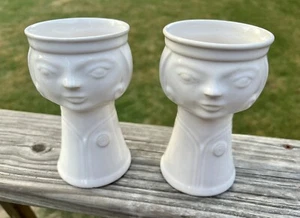 Mid Century Veb Haldensleben German Pottery White Face Vase Home Decor Chalice - Bild 1 von 10