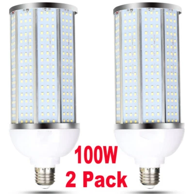 2 Pack 1000W Eq. LED Corn Light Bulb 100W 12000lm 5000K Cool Daylight White E26 - Image 1 of 4