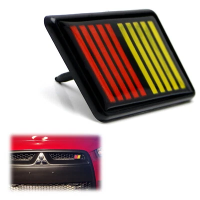 Red/Yellow Grille Badge Emblem w/Rear Mounting Panel/Tooth Locks For Mitsubishi - Image 1 of 4