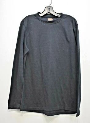 Omni-Wool Hombres Negro Sólido Manga Larga Cuello Redondo Informal Pullover Sudadera L Foto 1 de 4
