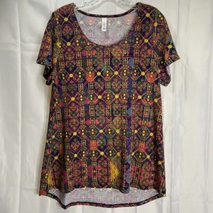 Camisa LuLaRoe Clásica T Talla L Manga Corta Alta Baja Multicolor Tonos Joya Nueva con Etiquetas - Imagen 1 de 12