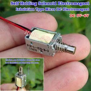 DC 5V 6V Suction Type Open Frame Self Holding Micro DC Solenoid Electromagnet - Picture 1 of 9
