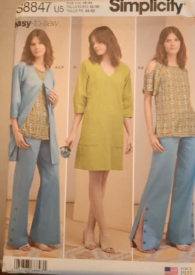 SIMPLICITY Sewing Pattern S8847 Misses' TUNIC, DRESS OR JACKET & PANTS SZ 16-24 - Image 1 of 4