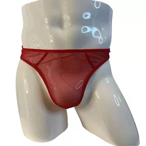 Tanga para Hombres Tanga Ropa Interior Malla Transparente Rojo Mediana Nueva con Etiquetas - Imagen 1 de 10