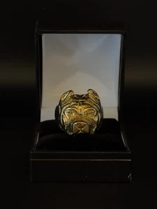 9ct GF Bulldog Ring Pitbull Excellent High Quality Stainless Steel Canine Animal - Picture 1 of 5