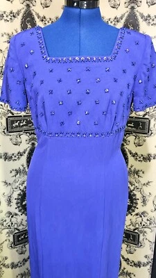 Vestido Spenser Jeremy Azul Seda - Hasta el Tobillo - Talla 8 - Golden Girl Vibes  Foto 1 de 4