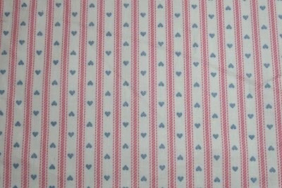 Tela Wamsutta OTC 100% Algodón CUARTO GRASO Bebé Azul Corazones Rosa Rayas Blanco Foto 1 de 4