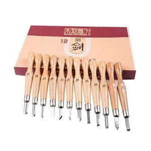 12 Pcs Professional Woodworking Gouges Knife Wood Carving Hand Chisel Tool Set - Picture 1 of 7