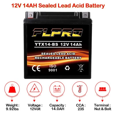 YTX14-BS YTX14H-BS GYZ16H GEL Battery for Honda Valkyrie GL1500 VTX1300 ST1100 - Image 1 of 4
