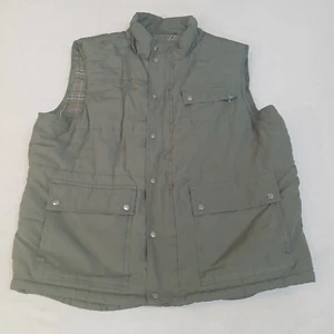 Big Sky Vest Lined Mens Large Green Zip And Button Up Outdoors - Picture 1 of 13