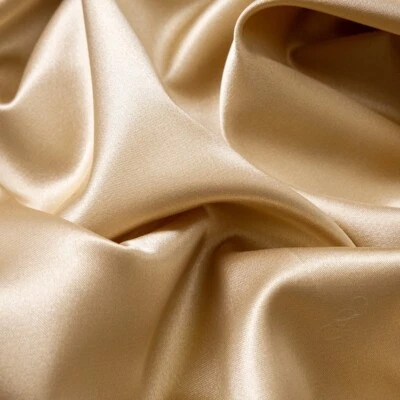 Shiny Satin Fabric Faux Silk Plain Cloth DIY Craft Clothes Dress Material diy - Image 1 of 4