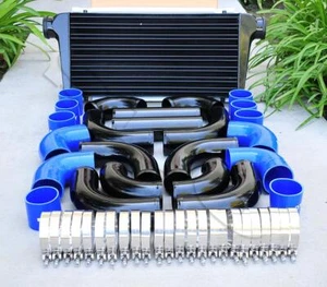 12 pcs 3" Black Intercooler + Piping + Blue Silicone Coupler + T-Bolt Clamp Kit - Bild 1 von 1
