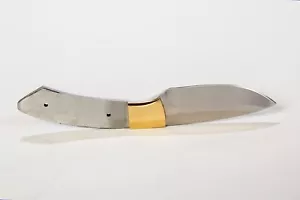 Drop Point Boot Knife Blank for DIY 6.5" OA Stainless Steel + Brass Bolsters - Picture 1 of 6