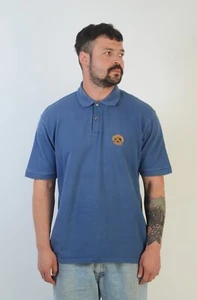 Polo Burberry's vintage uomo blu cotone lavorato a maglia taglia XL made in England - Foto 1 di 10
