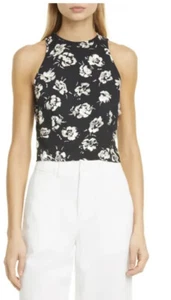 Top floral corto POLO RALPH LAUREN talla 10 en negro/blanco nuevo con etiquetas - Imagen 1 de 8