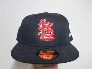 ST. LOUIS CARDINALS NEW ERA 5950 "TEAM LOGO" FLAT RIM FITTED HAT (8) NWT NAVY - Picture 1 of 5
