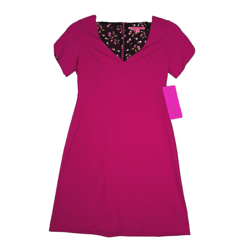 VETEMENTS Betsey Johnson Vestito Donna 2 Rosa Scuba Crepe A Line Preppy Retro Barbie