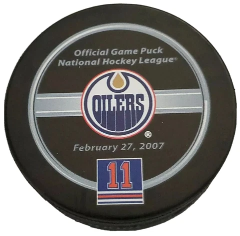 2007 MARK MESSIER #11 JERSEY RETIREMENT NIGHT GAME PUCK EDMONTON OILERS NHL π¨π¦ Cover