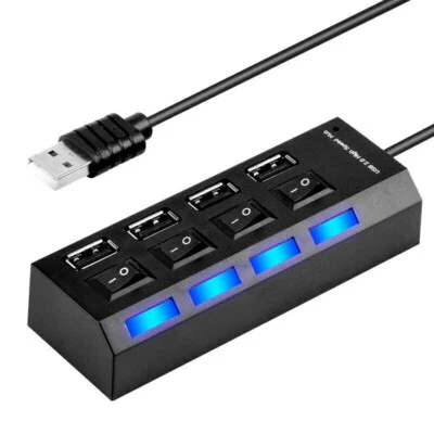 4 Port USB 2.0 Multi Hub Splitter High Speed ON/OFF Switch for Desktop Laptop PC - Image 1 of 4