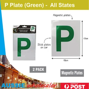 Green P Magnetic Plate 1 Pair ( 2 PCS ) Driver FOR All States - Picture 1 of 2