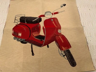 Vintage cotton upholstery  fabric woven motorbike 18" x 36" remnant - Image 1 of 4