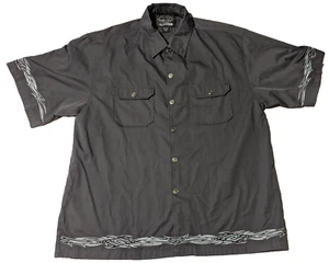 CHROME EAGLE Men XL Gray Snap Button Embroidered Moto Mechanics Shirt - Picture 1 of 14