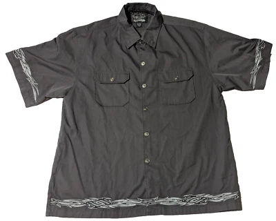 Camisa CHROME EAGLE Hombres XL Gris Botón a Presión Bordada Moto Mecánica Foto 1 de 4