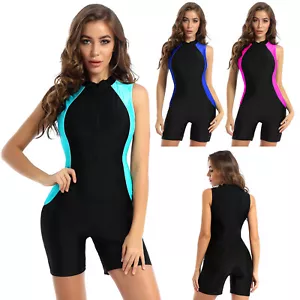 Damen-Sportlich Schwimmanzug mit Bein Einteiler Bademode Schwimm Badebekleidung - Bild 1 von 71
